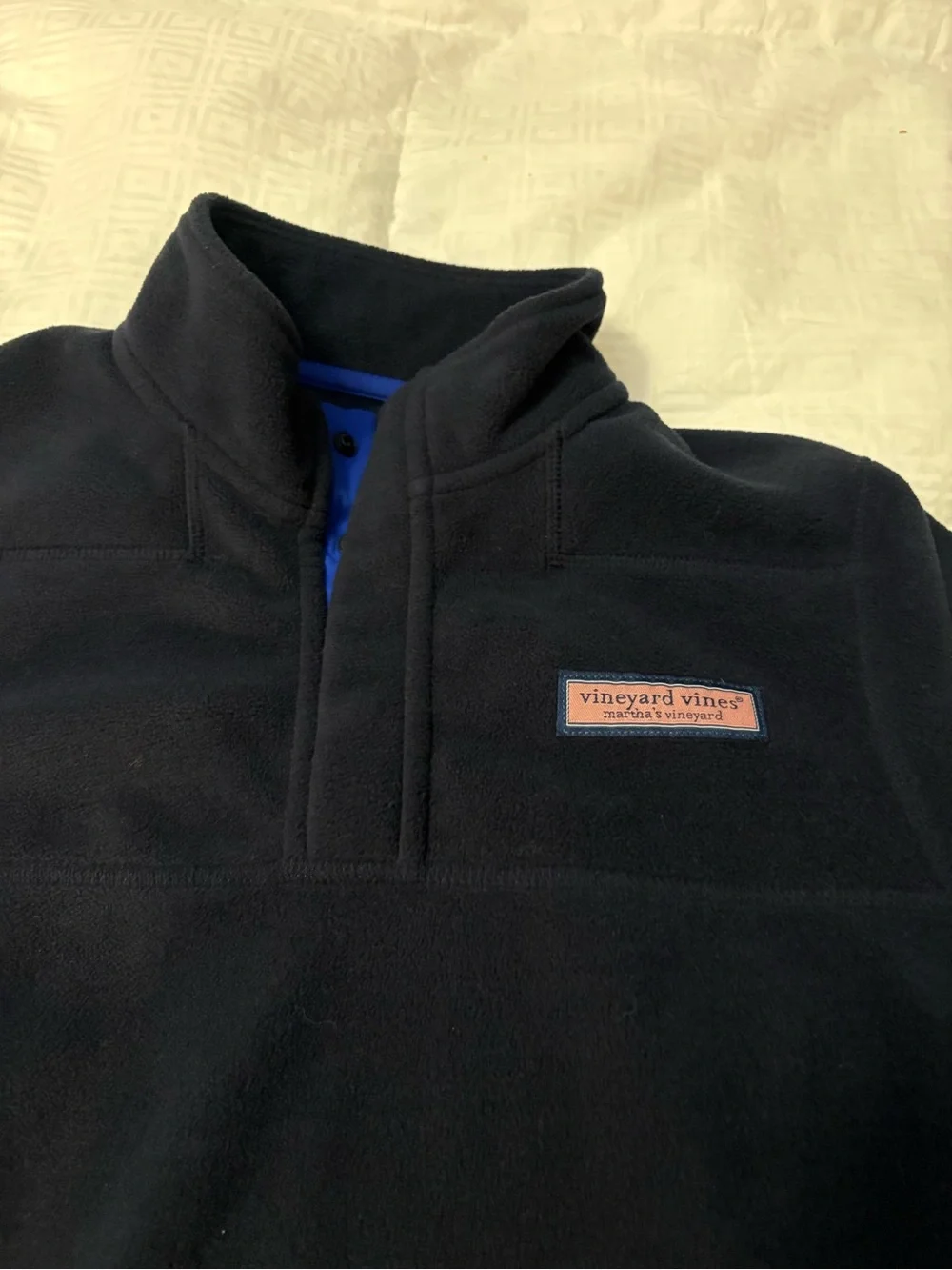 Vineyard Vines Kids Navy Quarter-Zip Fleece Pullover